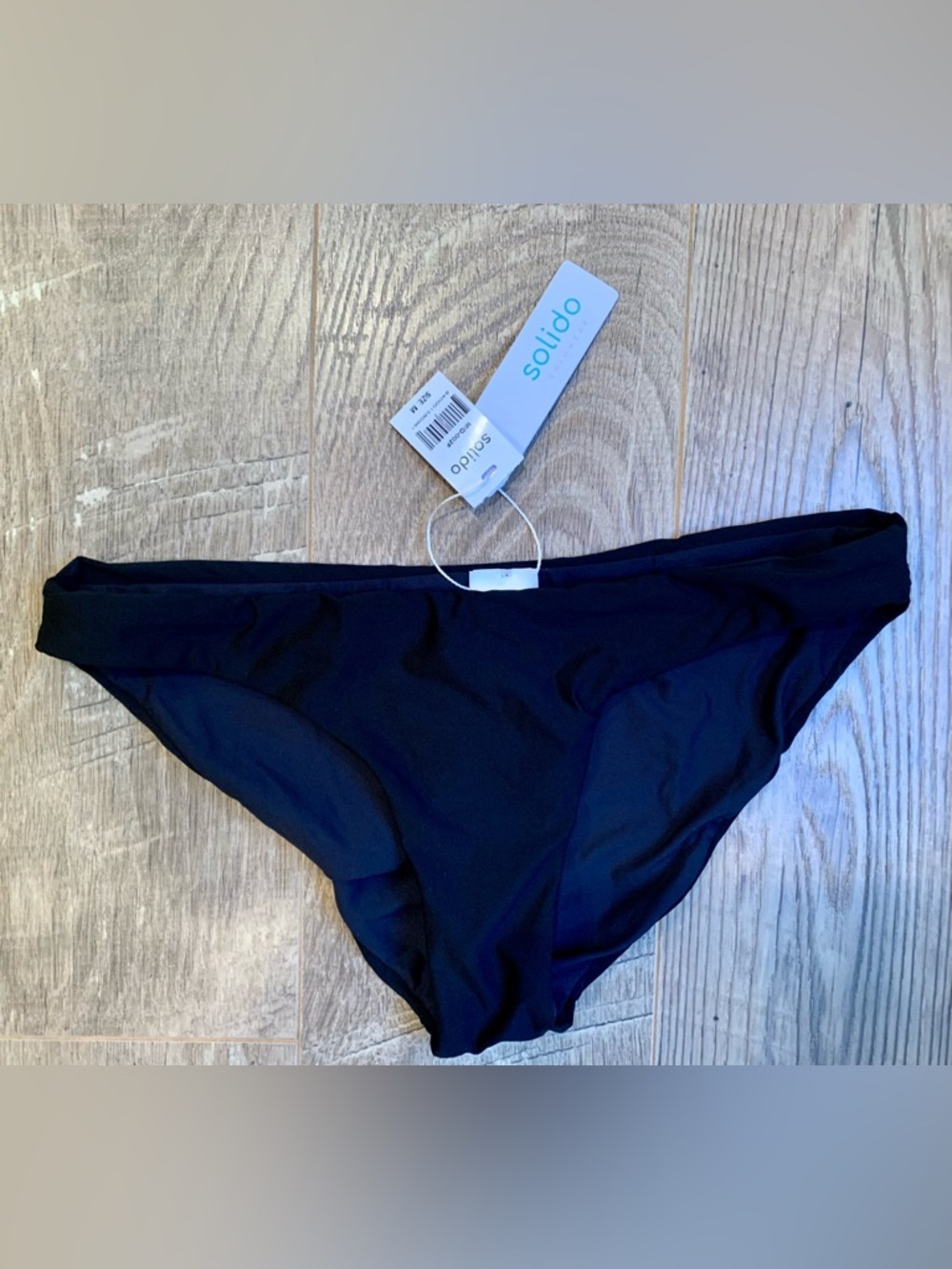 Solido Solid Black Women's Bikini Bottom - Classic Cut NWT - M